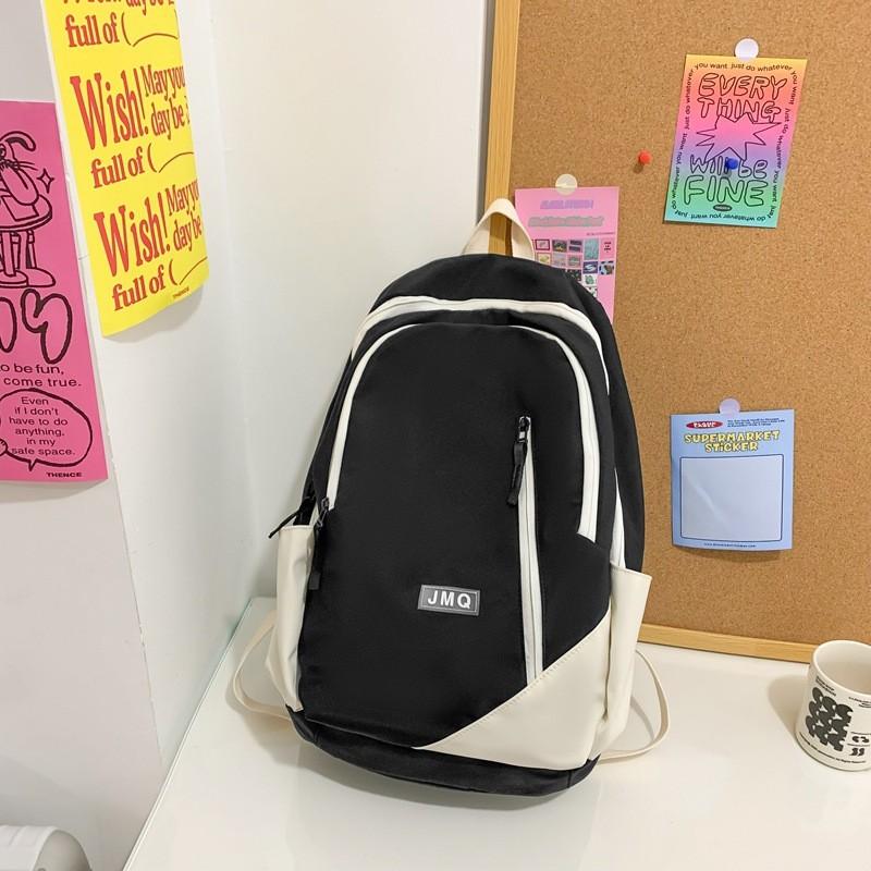 Color Blocked Simple Letter Decor Student Casual Backpack For Use School