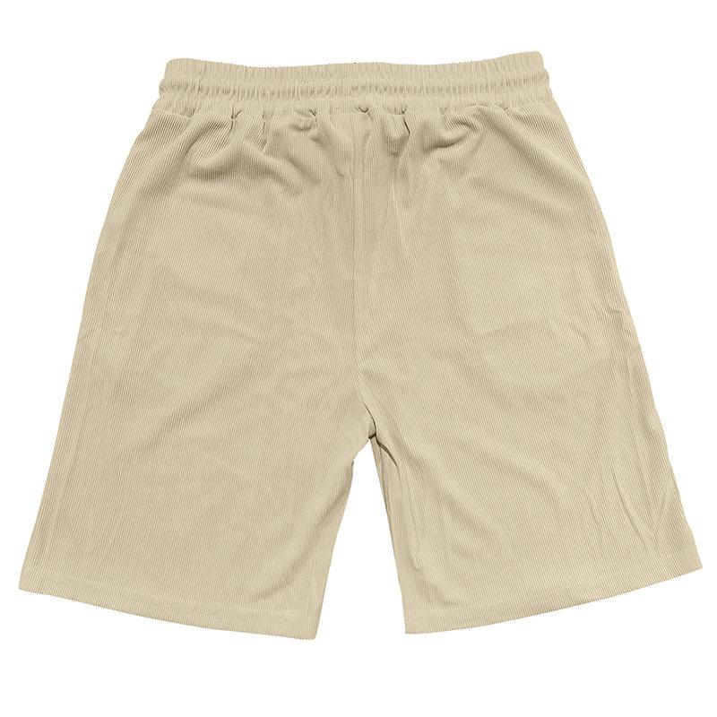 Herrkläder 2-delat set: Cardigan med slag och shorts - Enfärgad randig sommaroutfit