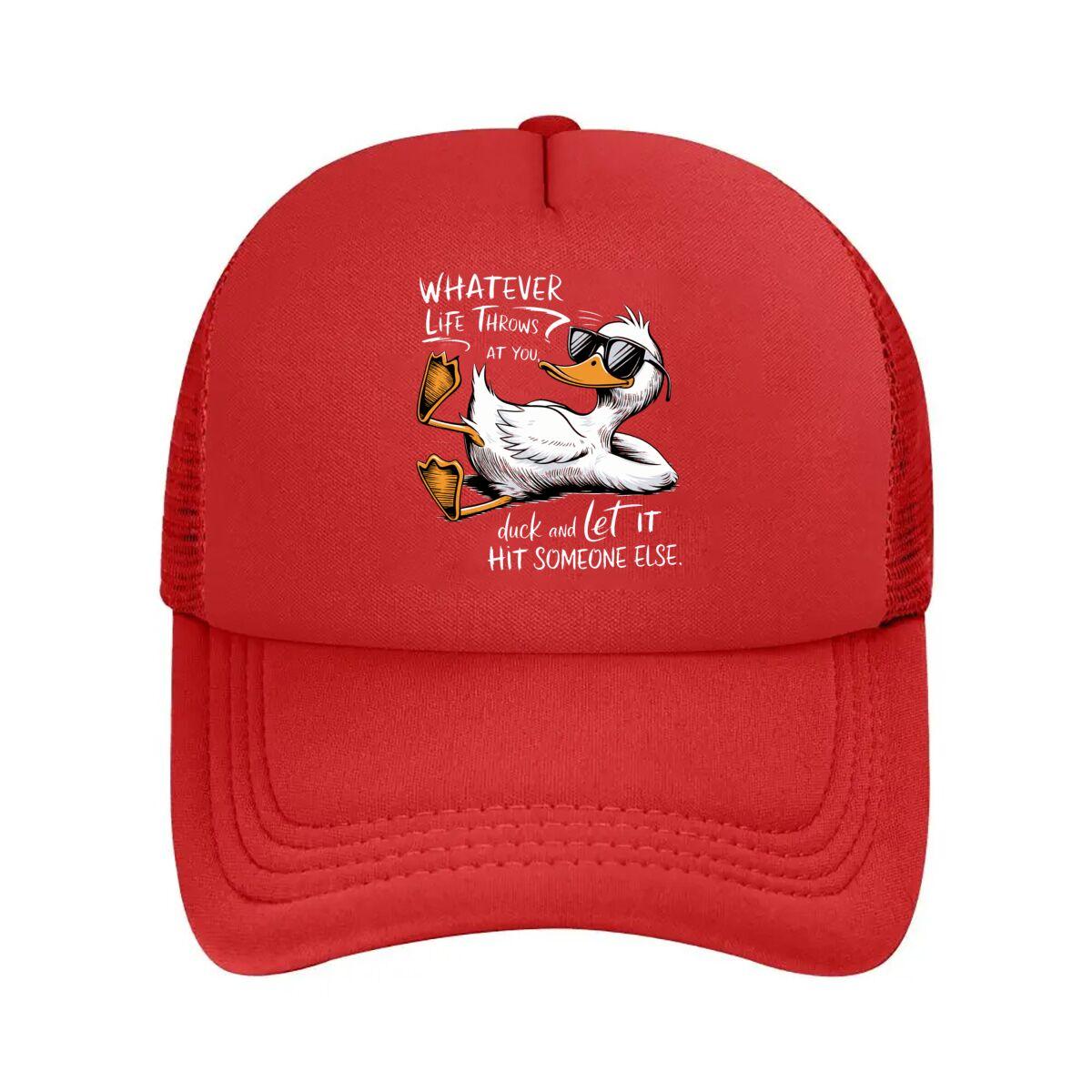 Funny Sunglasses Duck Graphic  Mesh Baseball Cap Hip Hop Adjustable
