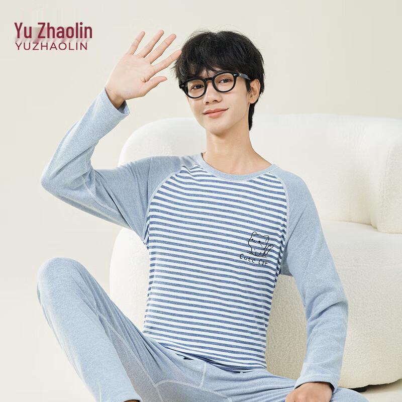 

YUZHAOLIN Men s Striped Derong Thermal Underwear Set L (Under 105 lbs)