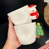Creative Design of Christmas Ceramic Mugs Three Dimensional Snowman  Christmas Tree Shaped Handle Cups  Christmas Souvenirs