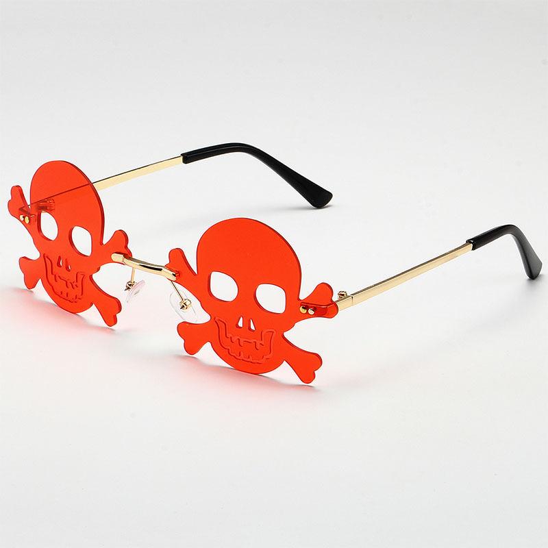 Halloween Skull Sunglasses New Black Rimless Funny Sunglasses Party and Frameless Sunglasses for Men and Women Skull Glasses