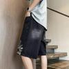 Letní Pánské Vyšívané Krátké Džínové Kalhoty Vintage Široké Nohy Bermuda Hip Hop Streetwear Džínové Šortky