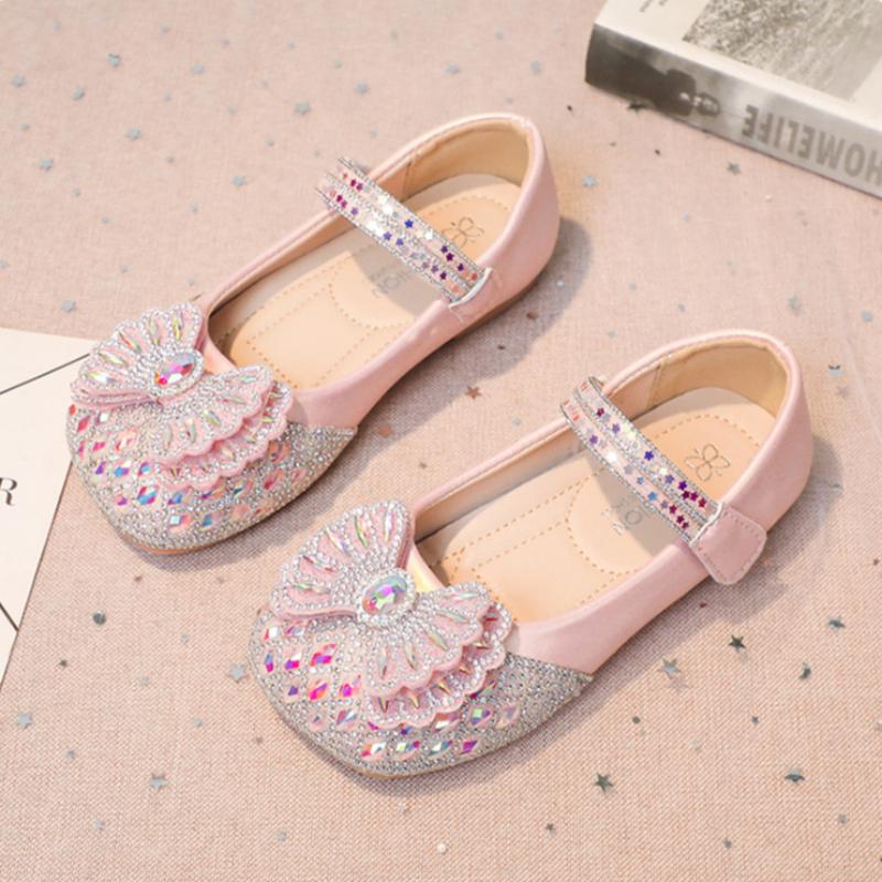 

Children s shoes, girls princess shoes, spring and autumn Korean version soft soled baby crystal shoes, middle and large children s student shoes 25 рожевий