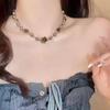 Autumn and Winter New Sweet and Cool Style Maillard Tiger's Eye Stone Beaded Necklace Women's Retro High-end Neck Chain Fashion Collarbone Chain