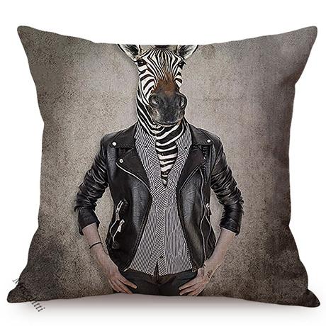Nordic Art Posters Style Decoration Cushion Cover Lion Rabbit Zebra Deer Funky Animal Funny Oil Painting Sofa Throw Pillow Cases