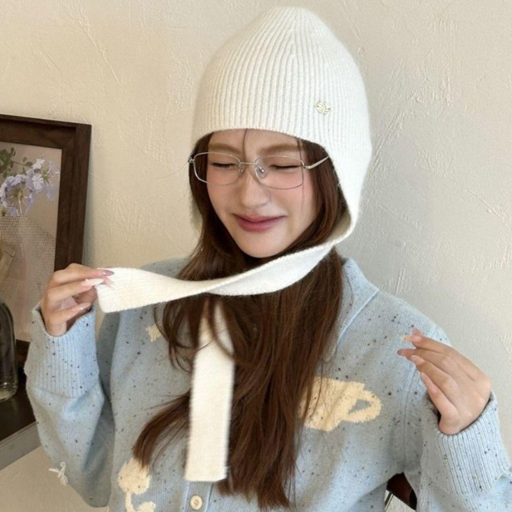 Coldproof Woolen Crochet Beanies Cap Keep Warm Girls Pullover Cap Fashion Knitted Hat  Female