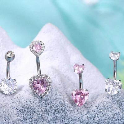 Juego de 6/8 Piezas de Anillos Sexy para el Ombligo Corazón Zircón Anillos para Piercing en el Ombligo Para Mujeres Niñas Accesorios de Joyería para Piercing Corporal Regalos