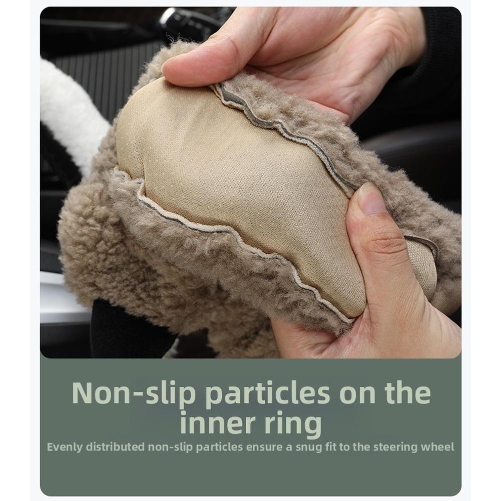Car Steering Wheel Cover Winter Non Slip Cartoon Bear Plush Standard Fit 38cm Warm Protector Decoration Warm