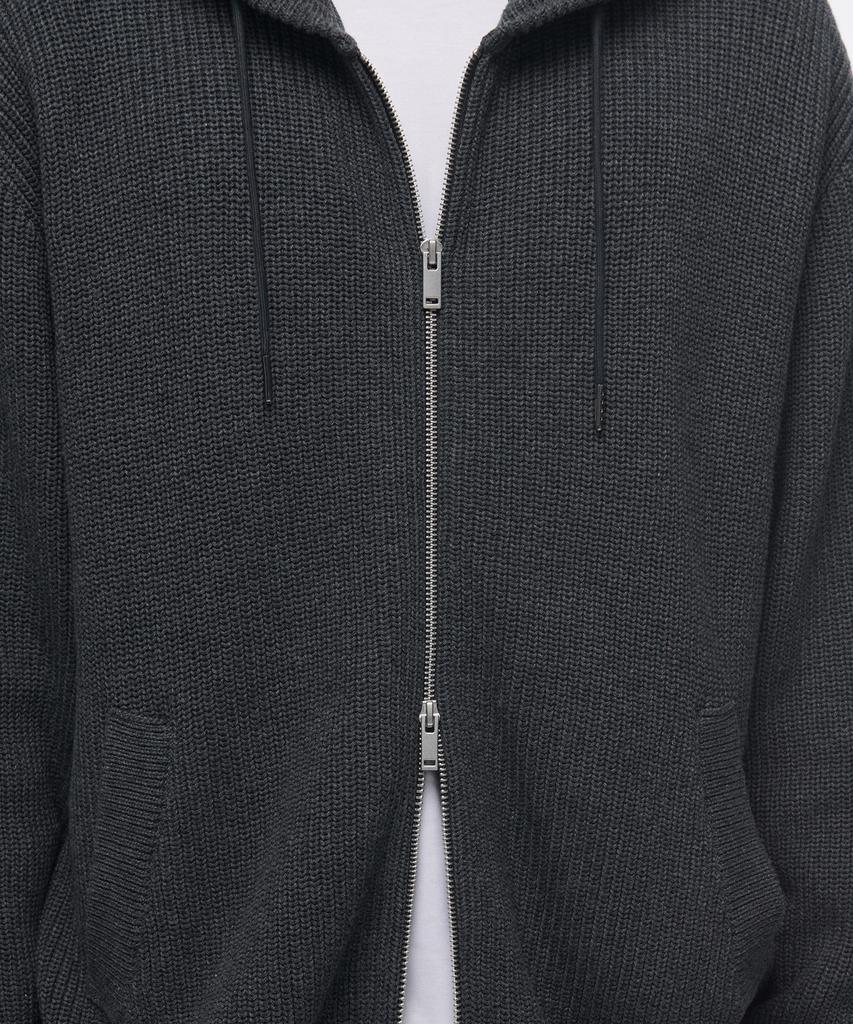 MUSINSA STANDARD Ribbed Knit Hooded Zip-Up [Medium Gray]