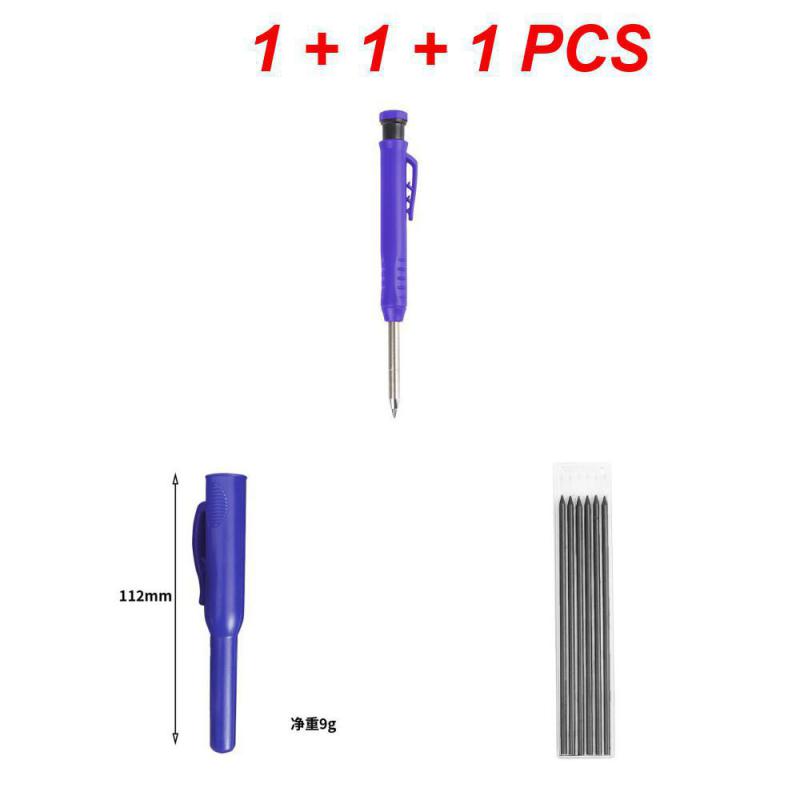 Carpenter's Movable Pen Deep Hole Marking Pencil Refill Carpenter Scriber Mechanical Pencil With Sharpener Stationery Supplies