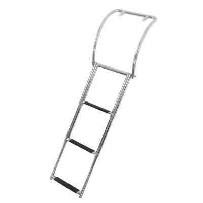 Escalera de Pontón de 3 Pasos Acero Inoxidable Heavy Duty Plegable Telescópica Escalera de Cubierta de Baño Interior con Asa Arqueada