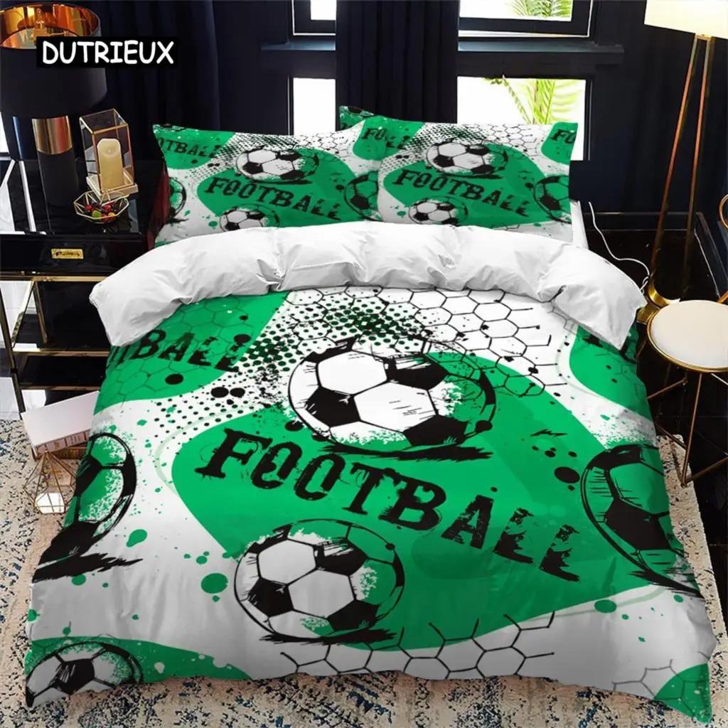 Soccer Duvet Cover Set 23pcs FootBall Print Bedding Set with Comforter Cover and Pillowcases Ball Theme for Kids Teens Adults