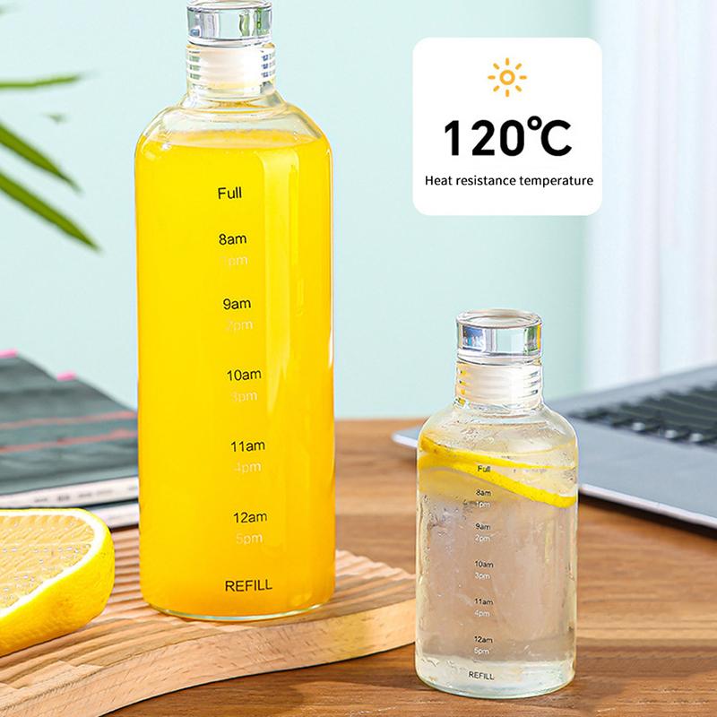 High-Temp Resistant Borosilicate Glass Drink Bottle Graduated Water Cup For Daily Hydration