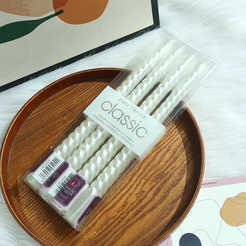 Colorful European-style Electroplated Threaded Long Pole Candles Christmas Wedding Birthday Chinese Valentine's Cone Candles Romantic Decoration