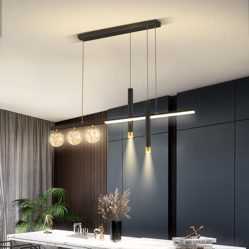 Modern simple dining room table bar Nordic minimalist strip creative design sense butterfly chandelier