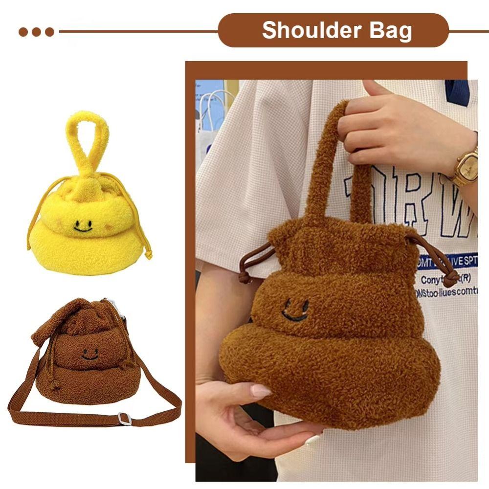 Soft Funny Plush Shoulder Bag Large Capacity Women's Crossbody Bag Cute Lovely Poo Pouch  Daily