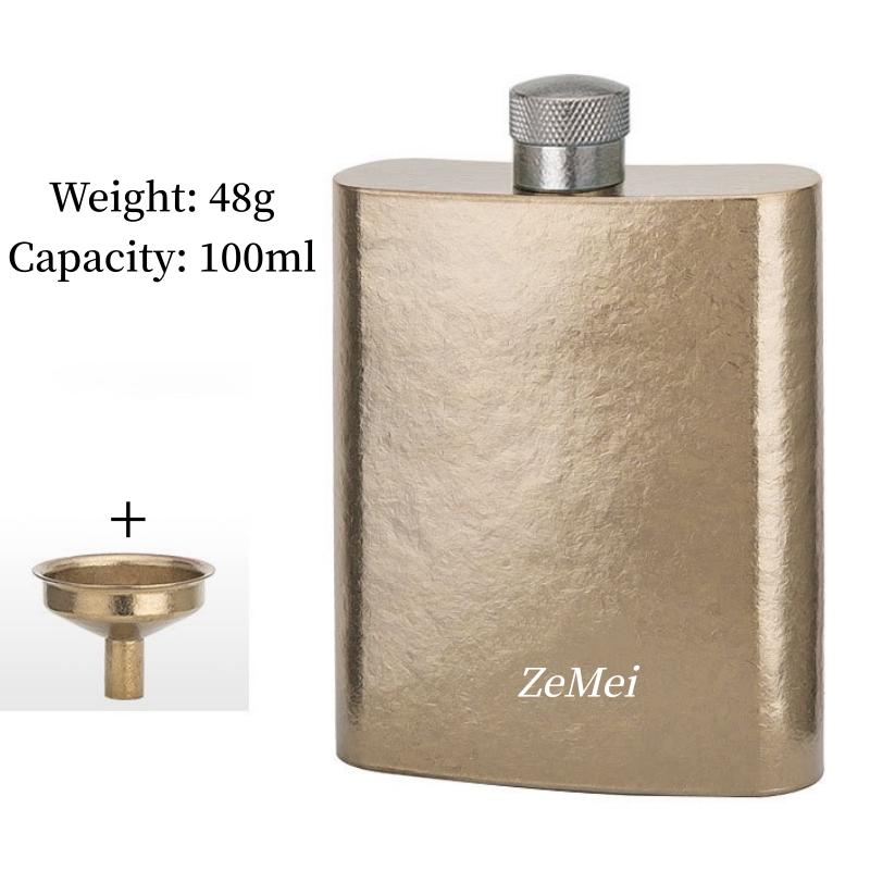 Portable Pure Titanium Hip Flask,3.4oz Spirits Vodka Cup Outdoors Whiskey Hip Flask,Flat Shape Flagon Men Gift Multiple Options
