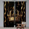Set Of 2 Flat Printing Scene Curtain Golden Royal Crown Digital Printed Polyester Drapes Family Party Decoration Living Room Curtains Made Great