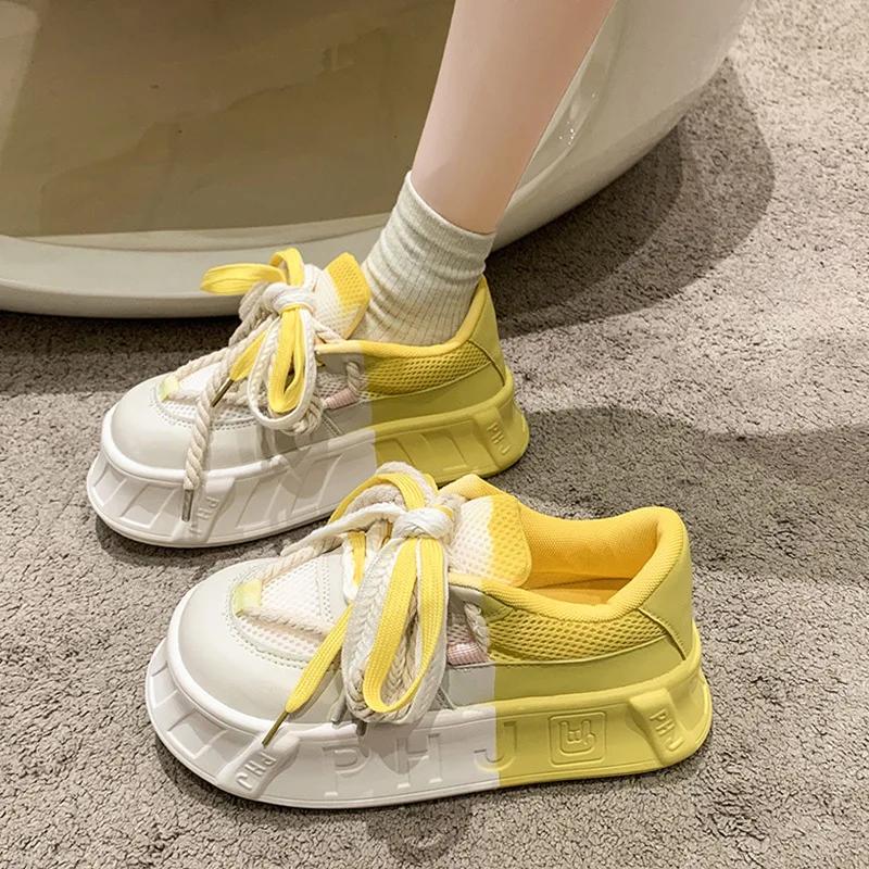 Fashion Luxury New Women's Trendy Versatile Colored Casual Shoes Spring and Autumn Thick Soles Increase Comfort Sports Board Shoes