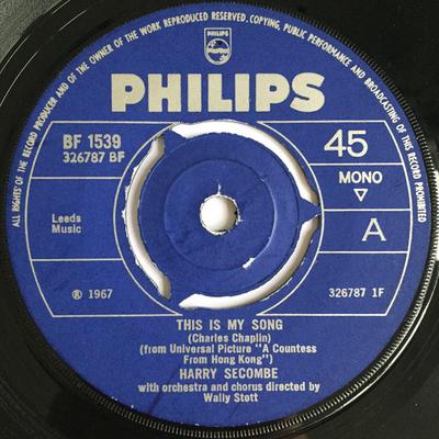 7inch Record HARRY SECOMBE - This Is My Song / Song Of The Valle BF1539 Philips 1967 UK Jazz Used