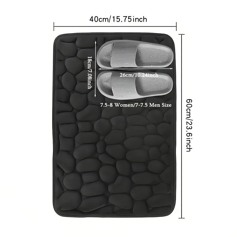 Cobblestone Embossed Memory Foam Bath Mat Non-Slip Absorbent Shower Rug for Bathroom Floor Tub Decor