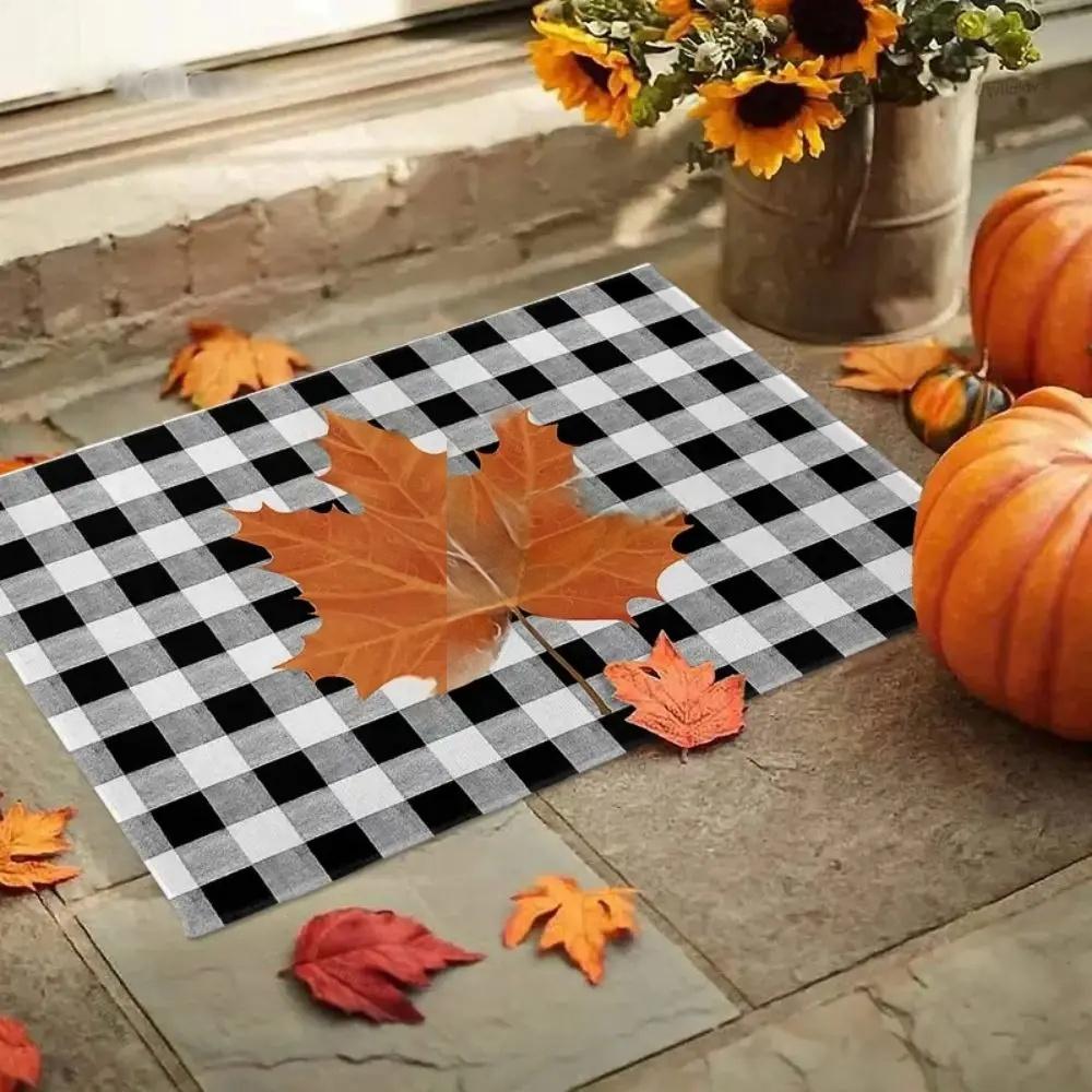 Herbst/Winter Thanksgiving Fußmatte, Eingangs-Willkommensmatte, Kürbis-Dekorativer Teppich, Fleckenabweisend und Langlebige Heimdekoration