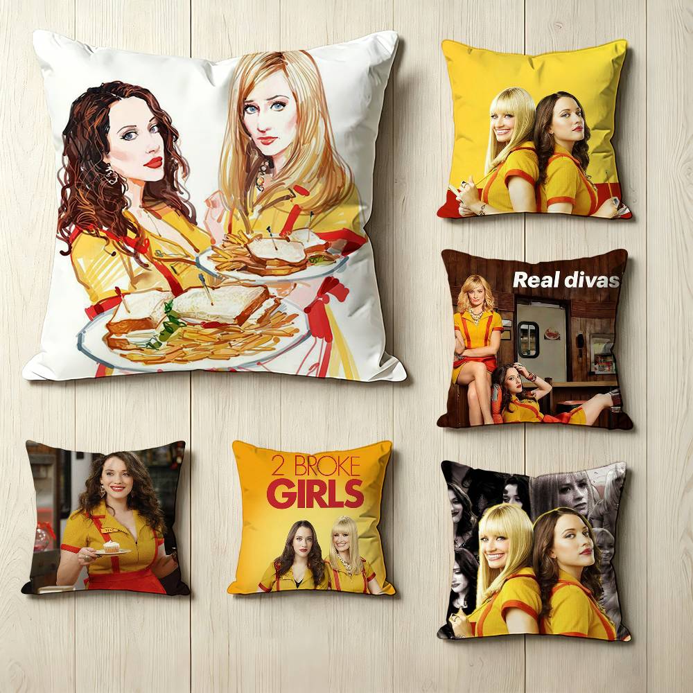 T-The sitcom 2 B-Broke Girls Square Double-Sided printed Pillow Case Bedroom Bedside Pillow Sofa Cushion Cover