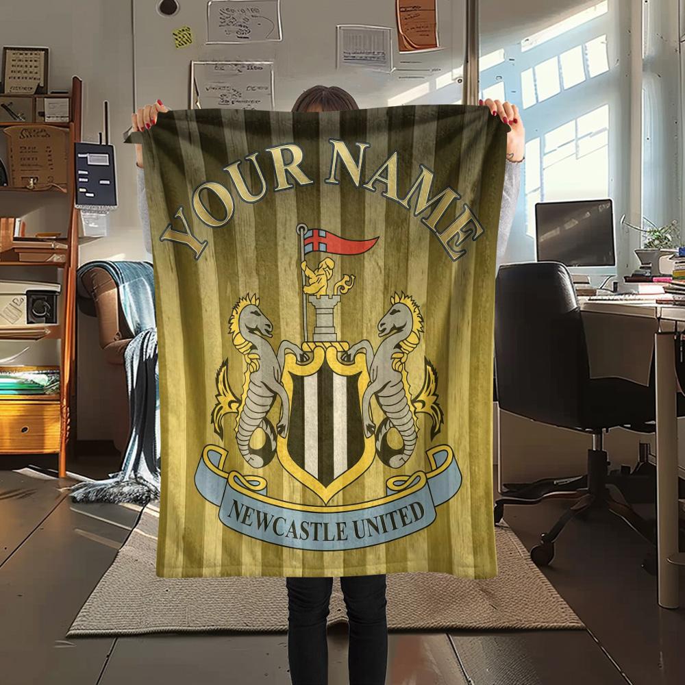 Custom Name Newcastle United Flannel Blanket, High Quality Comfortable for All Seasons, Home Decor, Warmth and Comfort