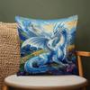 1pc Fantasy Flying Dragon Design Cushion Cover, Square, Universal Fit, Polyester, Machine Washable with Zipper Closure for Home Sofa Decor - Cushion N