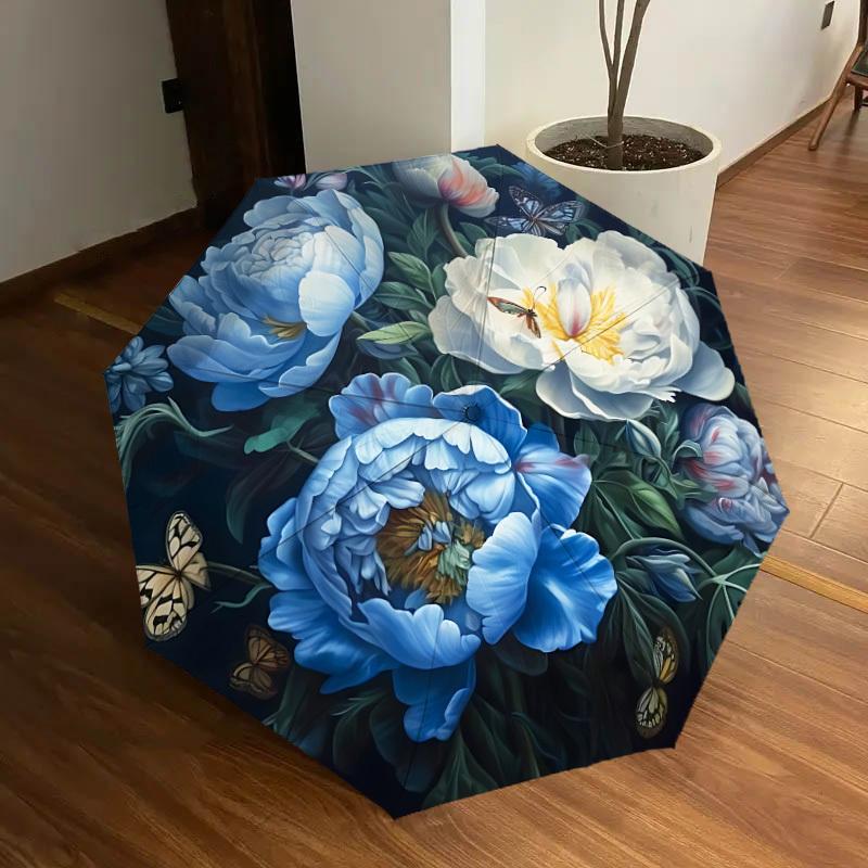 

1pc Peony Flowers Automatic Umbrella Durable Iron Frame & Plastic Handle, Gift for Men & Women, Sturdy Construction y250905194