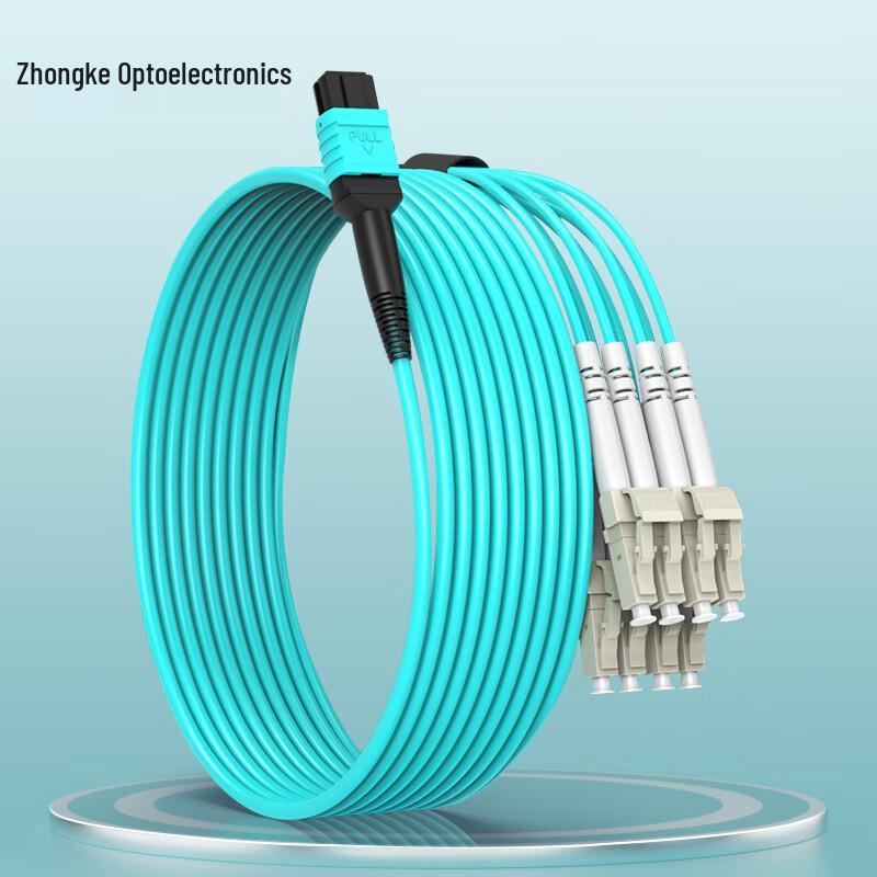 

ZKTEK MPO-LC Female O-Type OM3 Multimode Fiber Patch Cable 1m
