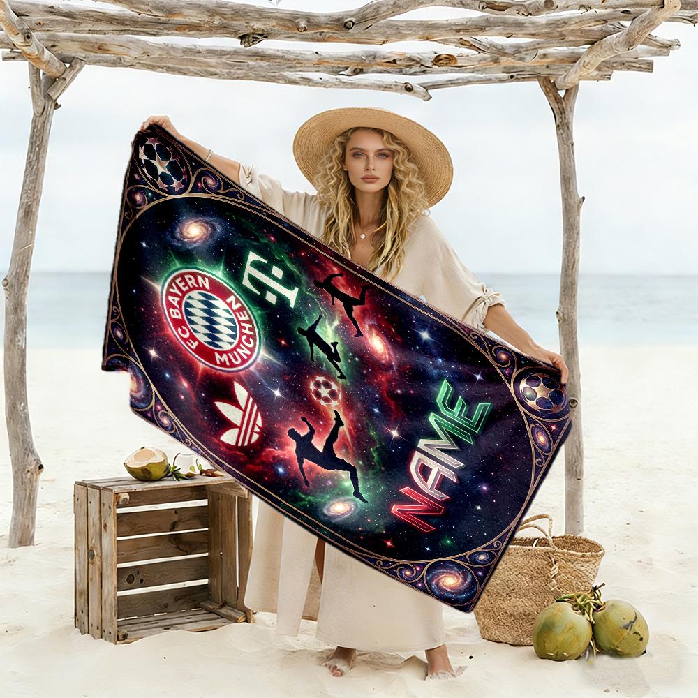 Bayern Munich Galaxy Personalized Name Beach Towel Super Soft & Absorbent Suitable for Sports Travel Swimming Yoga Bathroom Beach And Pool