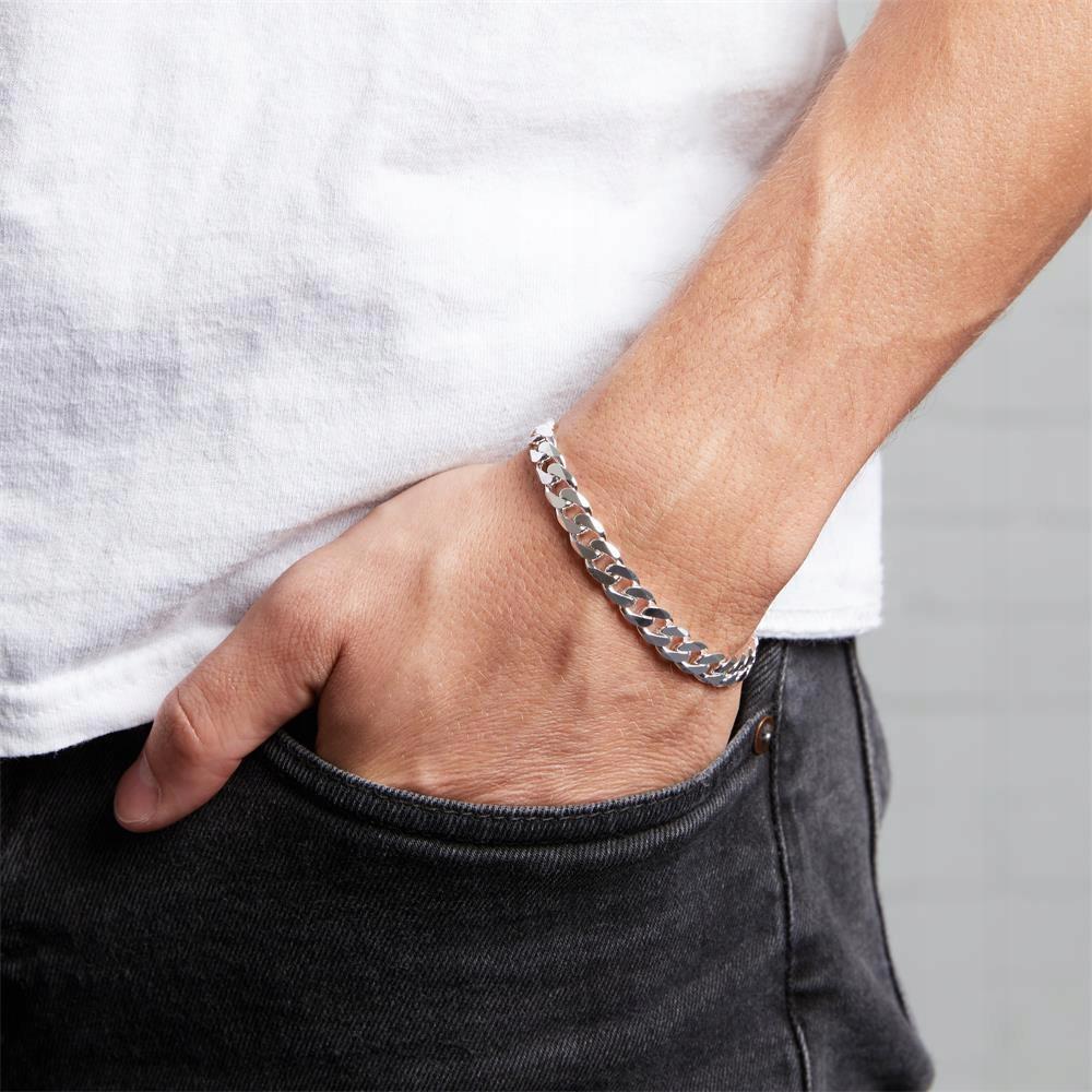 Men' Silver Bracelet 925 SILVER Diamond 6mm FULL