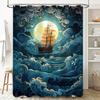 Vivid Night Ocean Sailboat Waterproof Shower Curtain Modern Art Decor for Bathroom Customizable Size Options Available