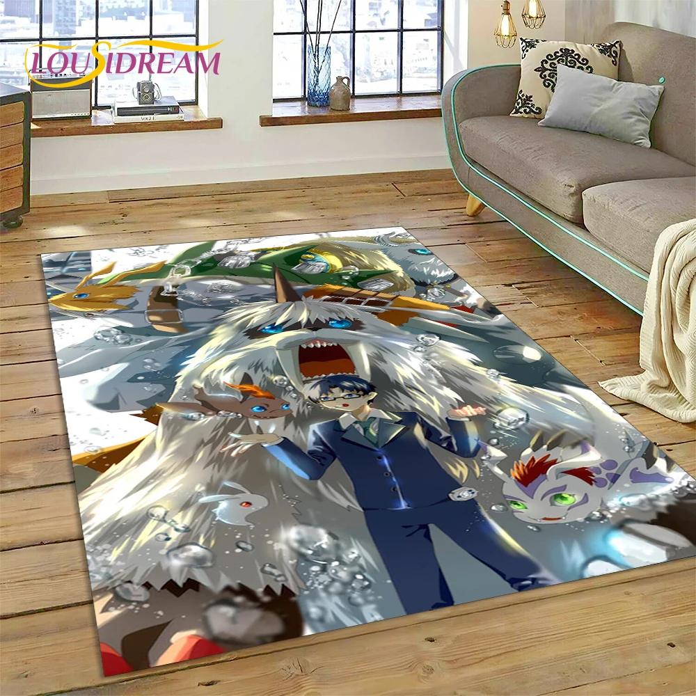 Retro Digimon Adventure Monster Cartoon Carpet Rug for Bedroom Living Room Home Sofa Decoration,Child Game Large Decor Floor Mat