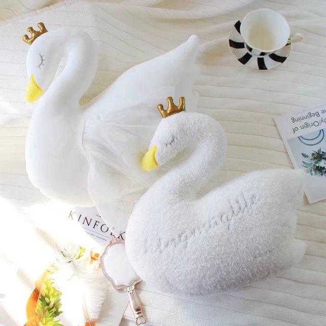 1pc 35cm Kawaii Princess Crown Swan Plush Toy Stuffed Soft Baby Sleeping Pillow Kids Doll Children A