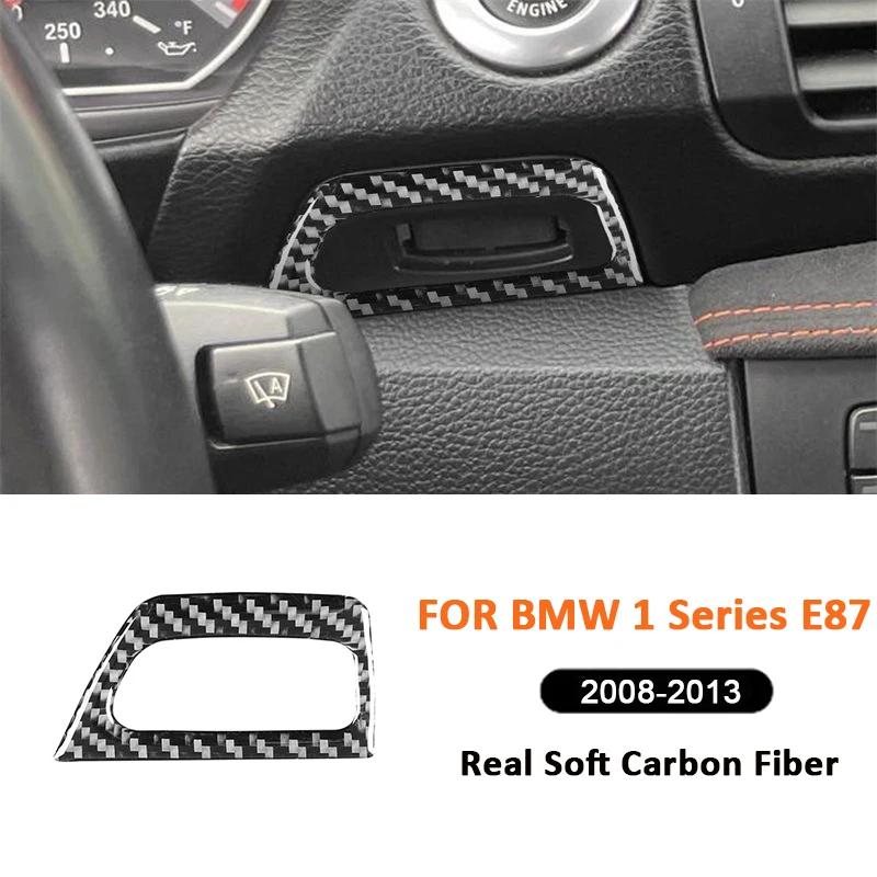 

For BMW 1 Series E87 2008-2013 Carbon Fiber Auto Ignition Key Switch Trim Frame Decoration Sticker Car Interior Accessories чорний