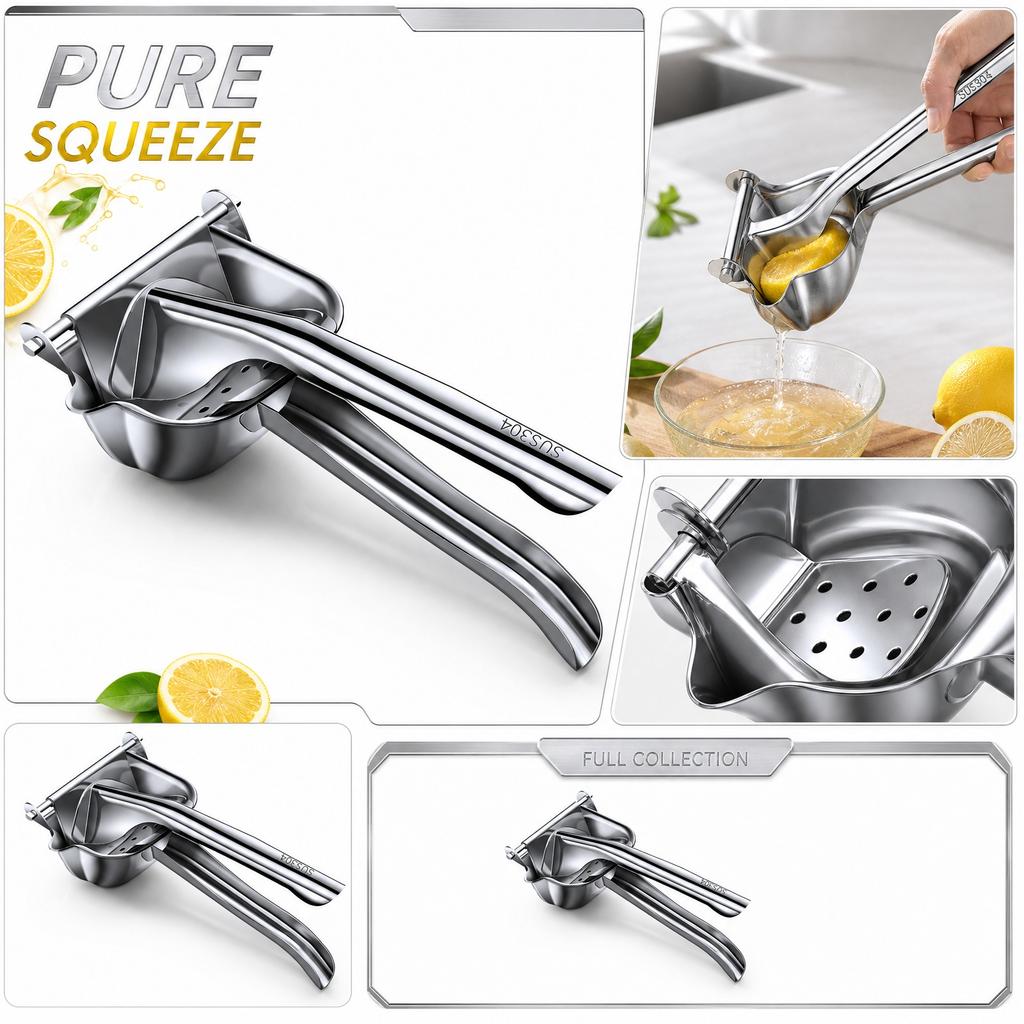 Stainless Manual Juicer, Hand Press Lemon Juicer for Orange , Easy Clean