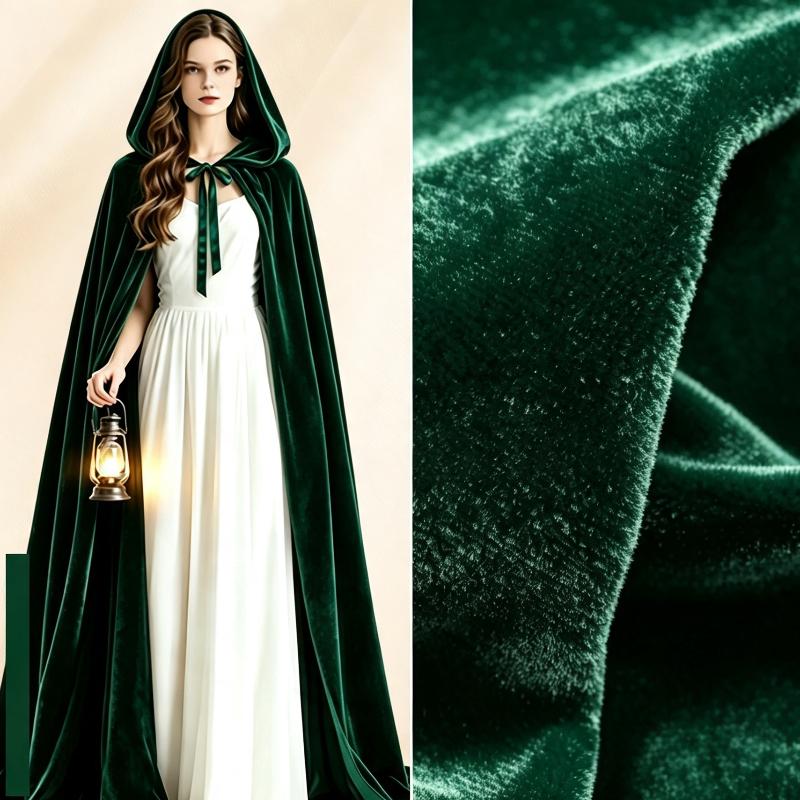 Hooded Velvet Cape Solid Color Long Cloak Halloween Cosplay Wizard Gothic Party Costume For Adults Kids