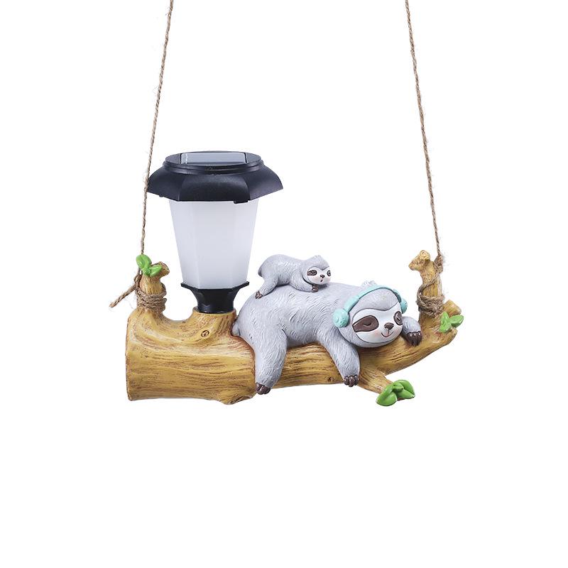 Solar LED Hanging Squirrel & Sloth Garden Light - Outdoor Decorative Cartoon Animal