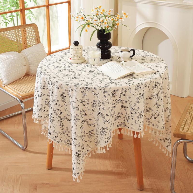 Pastoral Small Fresh Cotton Jacquard Print Cream Flower Rectangular Tablecloth Coffee Table Dining Table Cloth Cover Towel