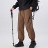 Printemps Automne Taille Élastique Extérieur Coupe-vent Imperméable Décontracté Mode Pantalon Cargo Homme Pantalon Couleur Unie