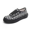 Black and white plaid canvas shoes women's trendy new board shoes spring platform heightening shoes big head shoes cute shoes
