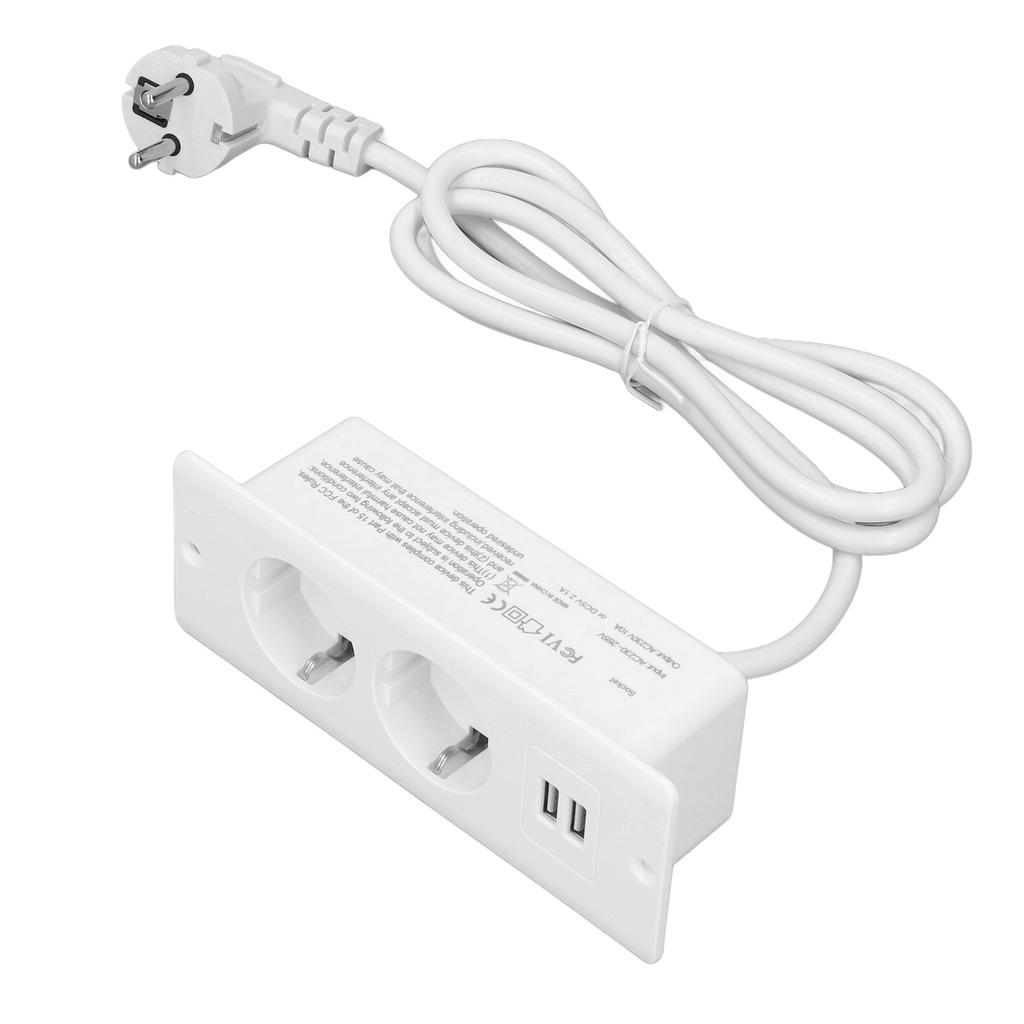 Embedded Power Outlet 2 USB 2  10A Ports Recessed Desk Socket In Desk Power Hub with 1.5m Cable