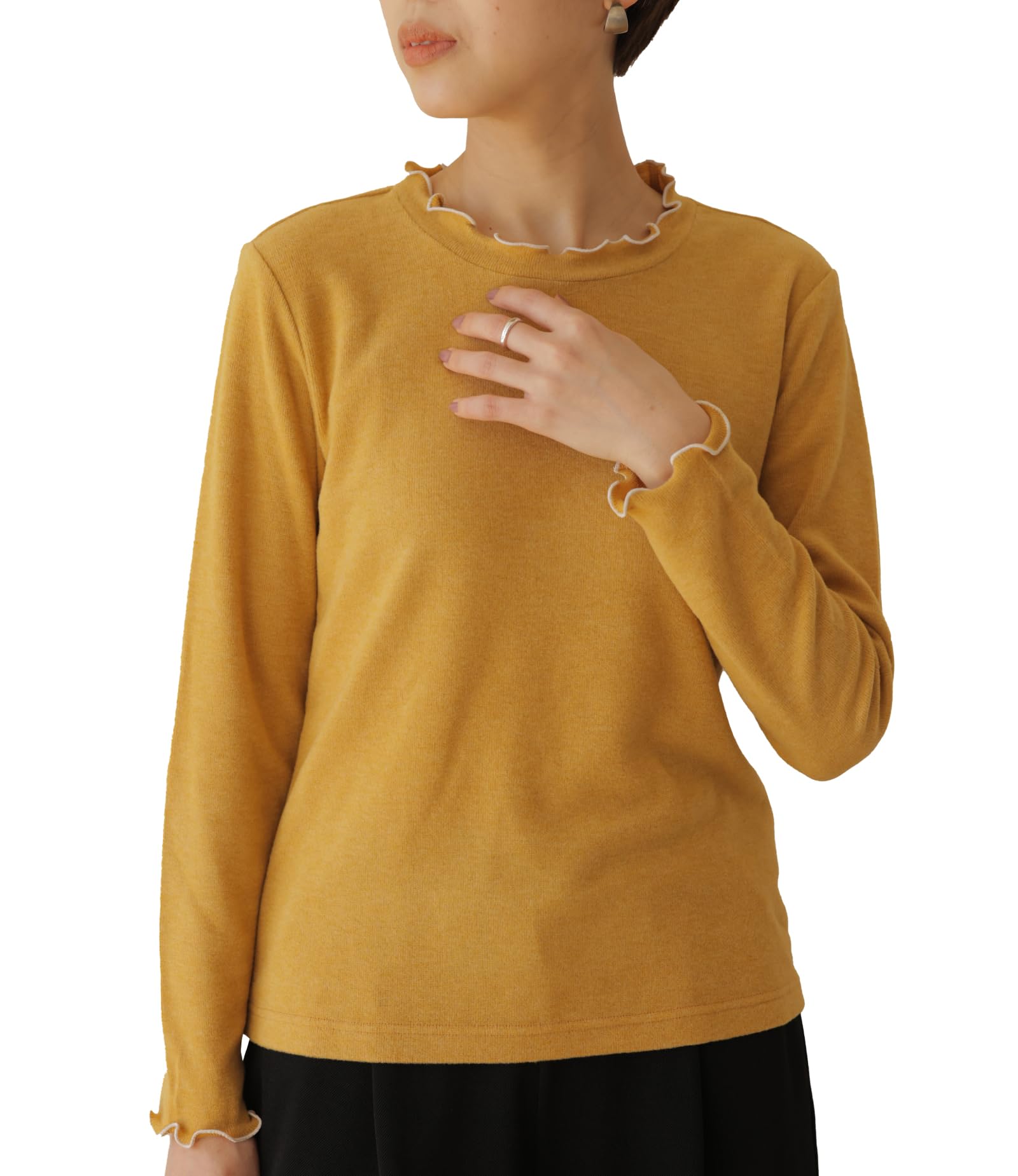 

EgneL Топы Пуловеры Цветовая гамма Мягкий воротник Сделано в Японии Матовый внешний длинный рукав Одежда [egneL] Для женщин (020,MTDA,LL)