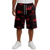 Men's Casual Drawstring Shorts Halloween Pattern Loose Fit Knee Length Lightweight Breathable Summer Beachwear
