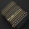 13pcs Fashion Geometric Pearl Bracelet Set for Women Simple Boho Gold Color Twist Smooth Chain Design Bracelets Elegant Jewelry