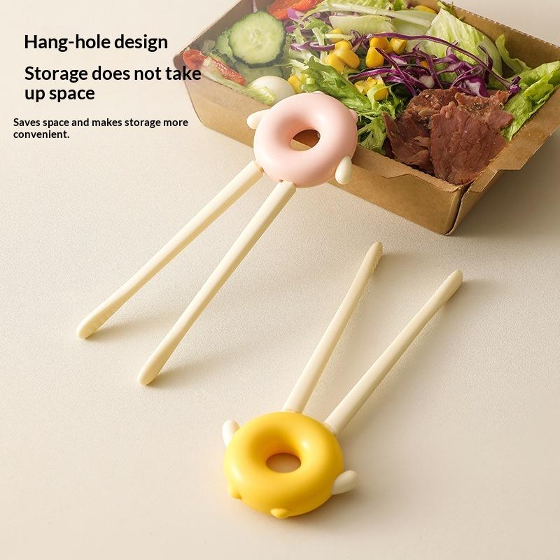 Cartoon-Dopamin-Donut-Snackzange, rutschfeste Mini-Lebensmittelzange aus Kunststoff mit Aufbewahrungsbox, freihändige Salat- und Toastzange für Bars und Buffets