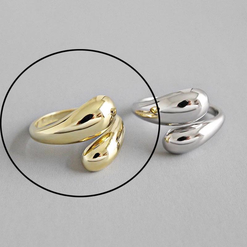 925 Silver Rings For Women Hollow Out Gold Color Temperament Personality Fashion Female Trendy Resizable Opening Rings